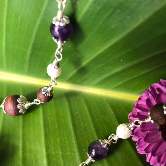 31 3/4"berry Tulasi with pearl (gemstone for the Moon) and amethyst (Saturn) - Picture 10 of 11